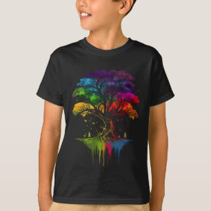 Camiseta A Árvore De Vidas Árvore Multicolorida Mudando De