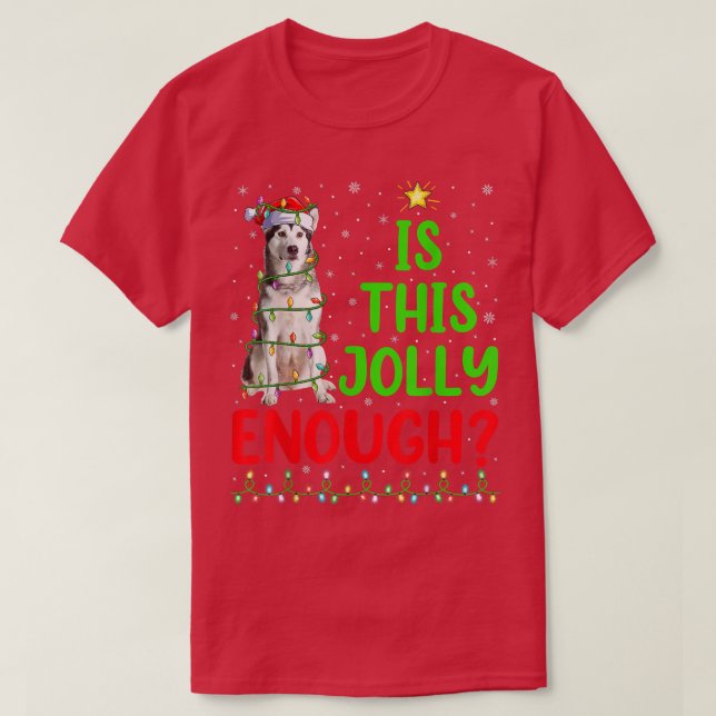 Camiseta A Árvore De Xmas É Jolly O Suficiente Para Malamut (Frente do Design)