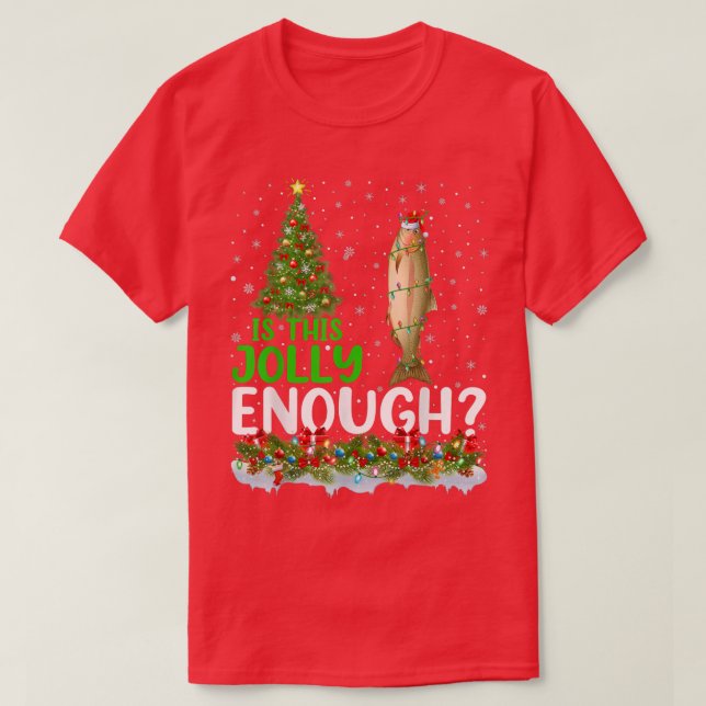 Camiseta A Árvore De Xmas É Um Natal De Peixe De Salmão Suf (Frente do Design)