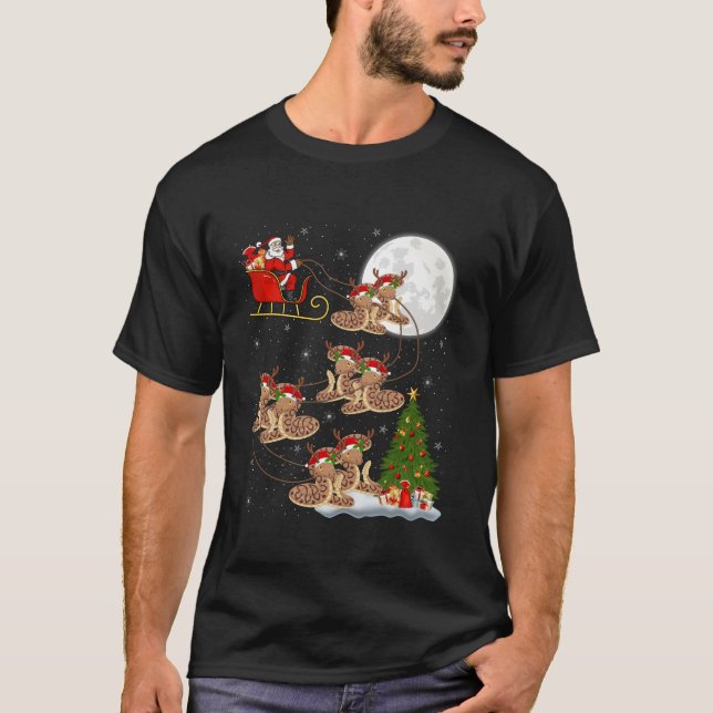 Camiseta A Árvore Xmas Luz Papai noel Engraçada Andando Cob (Frente)