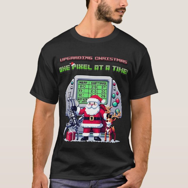 Camiseta A atualizar o Natal, Um Pixel de cada Vez! (Frente)