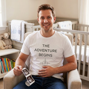 Camiseta A Aventura Começa Anúncio de Novo Bebê Fofo