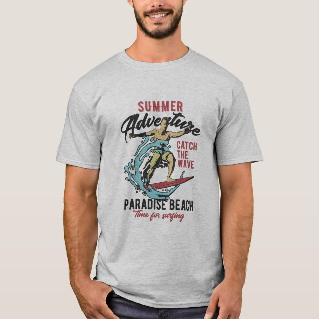 Camiseta A Aventura de Verão apanha a onda (Frente)