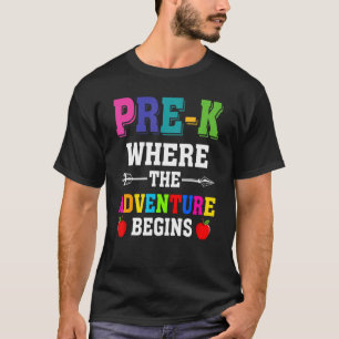 Camiseta A Aventura Pré-K de Professores Começa A Pré-Escol
