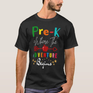 Camiseta A Aventura Pré-K de Professores Começa A Pré-Escol