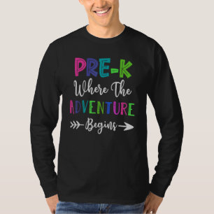 Camiseta A Aventura Pré-K de Professores Começa A Pré-Escol