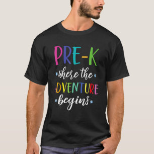 Camiseta A Aventura Pré-K de Professores Começa A Pré-Escol