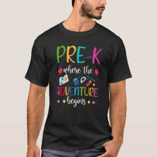 Camiseta A Aventura Pré-K de Professores Começa A Pré-Escol