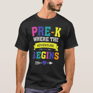 Camiseta A Aventura Pré-K do Professor Começa A Pré-Escolar