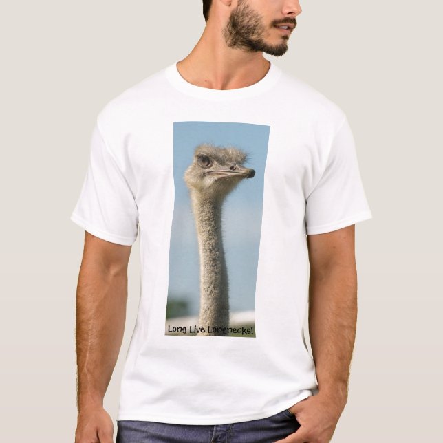 Camiseta a avestruz, vive por muito tempo Longnecks! (Frente)