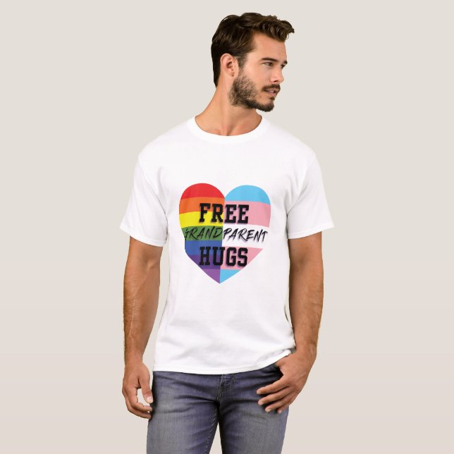 Camiseta A avó livre abraça bens da qualidade de LGBTQ (E) (Frente Completa)