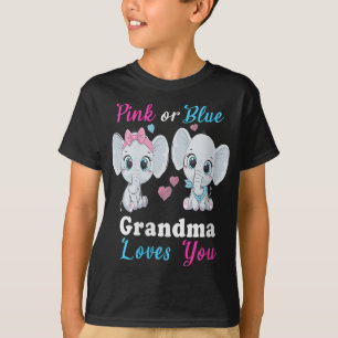 Camiseta A avó rosa ou azul ama você elefantes, querida
