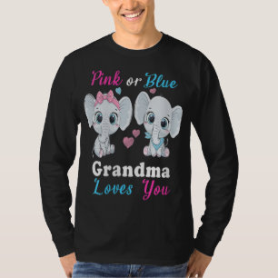 Camiseta A avó rosa ou azul ama você elefantes, querida