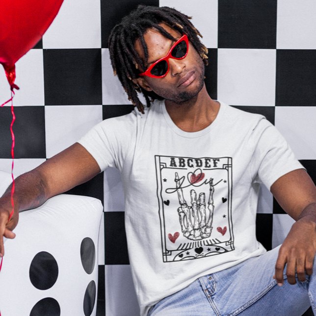 Camiseta A B C D E F Dia dos namorados engraçado (Criador carregado)