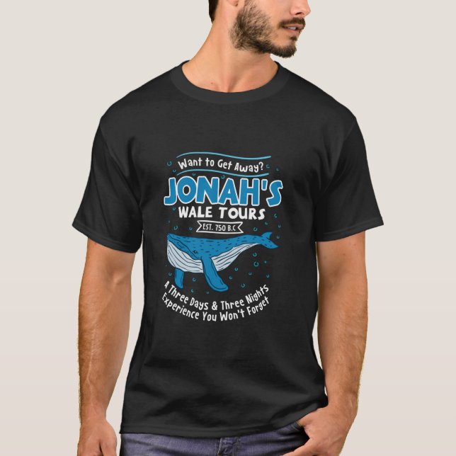 Camiseta A baleia de Jonah faz três dias três noites de Exp (Frente)