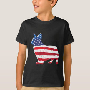 Camiseta A Bandeira Americana De Corgi Pet Dog Alavanca 4 D