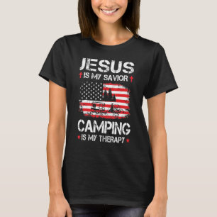 Camiseta A Bandeira Americana É O Meu Salvador Camping É O