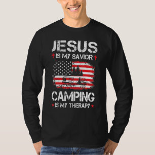 Camiseta A Bandeira Americana É O Meu Salvador Camping É O