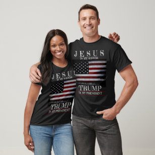 Camiseta A bandeira americana Jesus é o meu salvador Trump 