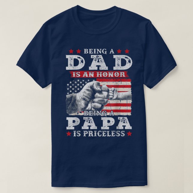 Camiseta A Bandeira Americana Ser Pai É Uma Honra Ser Um Bl (Frente do Design)