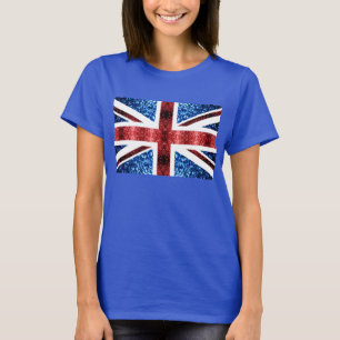 Camiseta A bandeira BRITÂNICA vermelha e o azul sparkles
