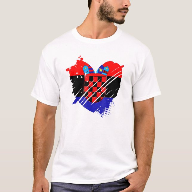 Camiseta A Bandeira Da Croácia Eu Amo A Croácia Ela Está No (Frente)