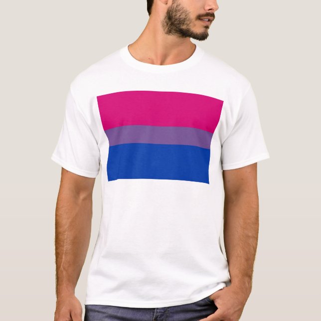 Camiseta A bandeira do Bi voa para o orgulho bissexual (Frente)