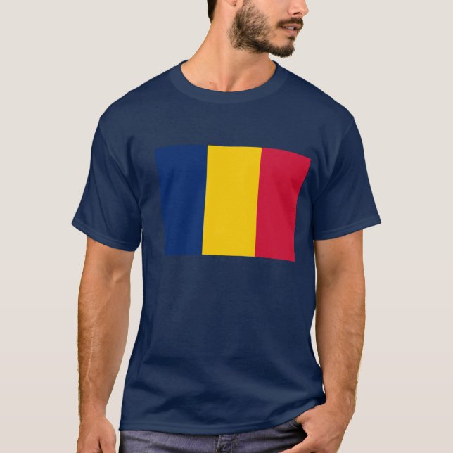 Camiseta A bandeira do Chade Mens T-Shirts. (Frente)