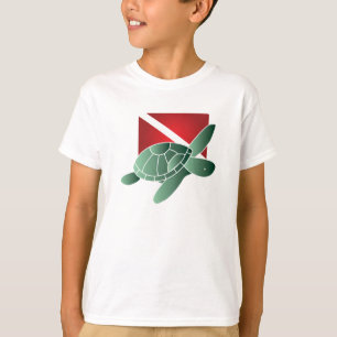 Camiseta A bandeira do mergulho da tartaruga caçoa o