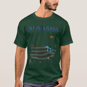 Camiseta A bandeira dos EUA com um estado no mapa para o Un