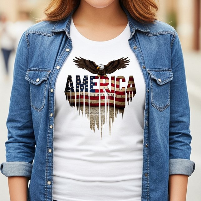 Camiseta A bandeira e a águia-gigantes da América (Criador carregado)