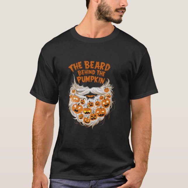 Camiseta A Barba Por Trás Da Pumpkin Halloween Engraçada Gr (Frente)
