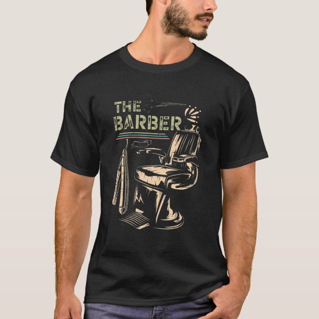 Camiseta A Barbearia de Tesoura Barbearia Cortou a Barba (Frente)