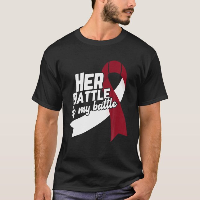 Camiseta A Batalha Dela É Minha Cabeça De Batalha E Cancer  (Frente)