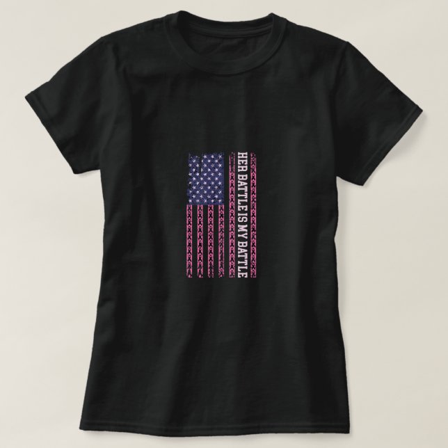 Camiseta a batalha dela é minha, design para cancer de peit (Frente do Design)