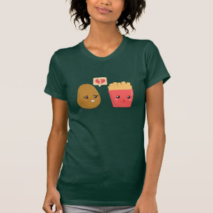Camiseta A batata é coração quebrado sobre batatas frita