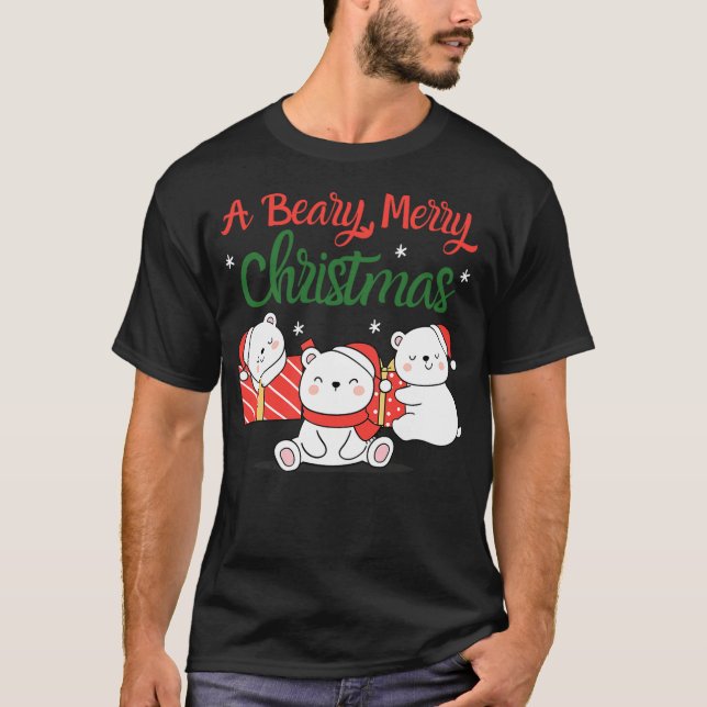 Camiseta A Beary Merry Christmas - Cute Sleeping Polar Bear (Frente)