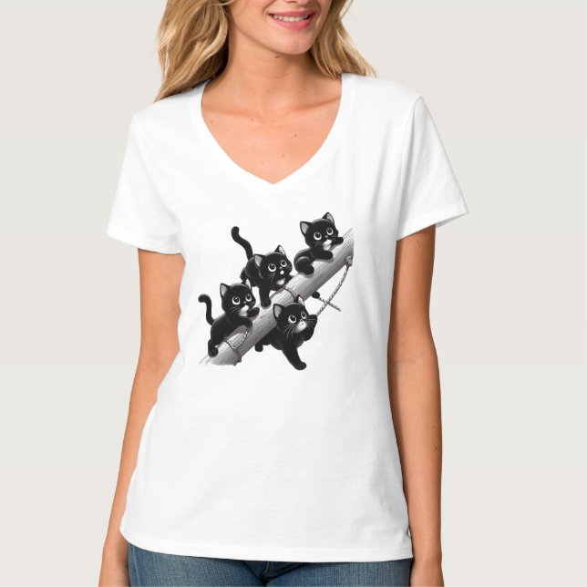 Camiseta A beautiful and cute design for small black cats (Frente)