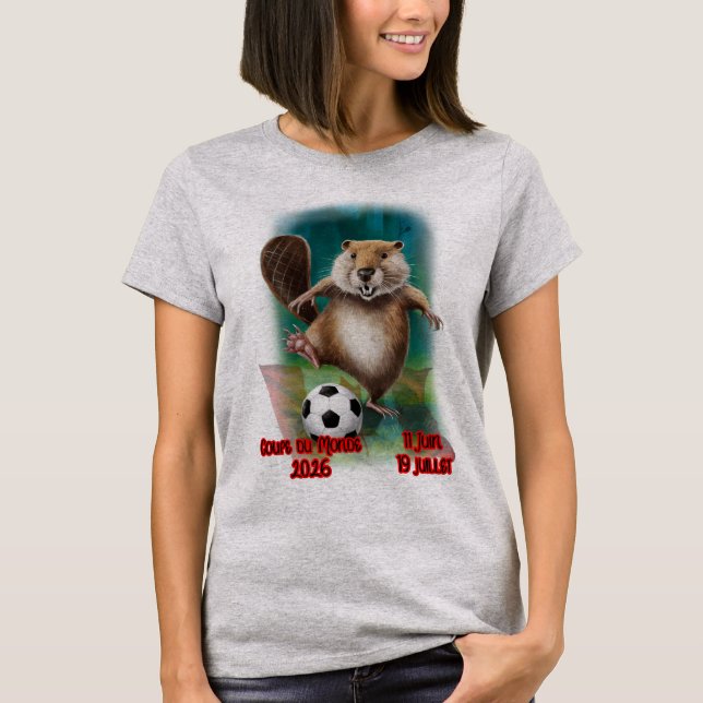 Camiseta A beaver ready for the World Cup 2026 on a Grey (Frente)