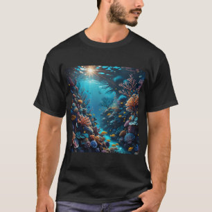 Camiseta A beleza do mundo submarino. Paisagem marinha de c