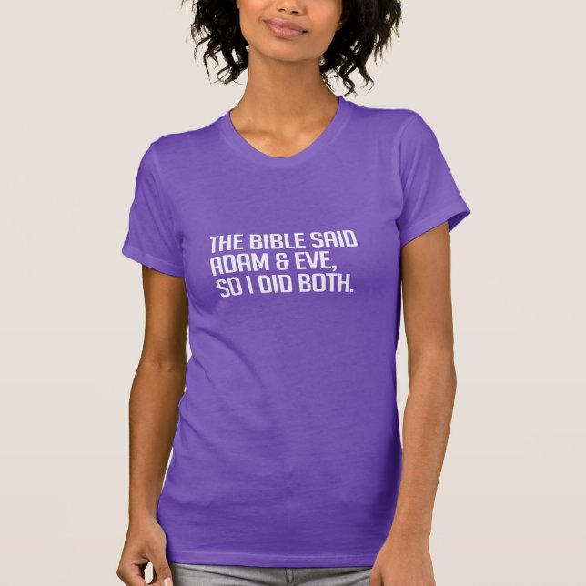 Camiseta A bíblia diz que Adão e Eva (Frente)