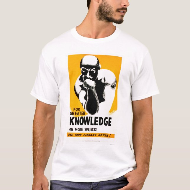 Camiseta A biblioteca é conhecimento WPA 1940 (Frente)