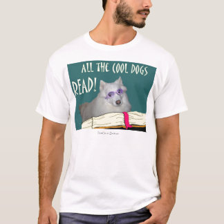 Camiseta A biblioteca - Samoyed - cães legal leu a