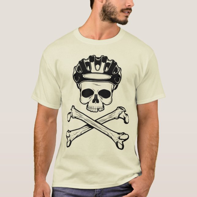 Camiseta A bicicleta ou morre - bicicleta e Crossbones (Frente)