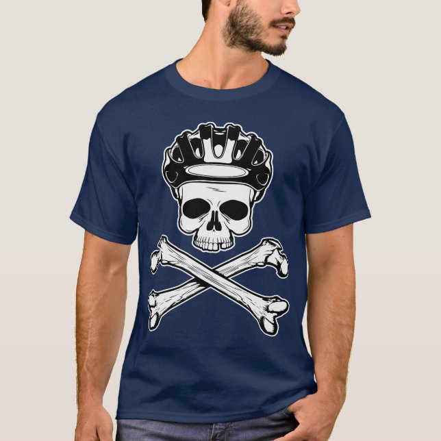 Camiseta A bicicleta ou morre - bicicleta e Crossbones (Frente)