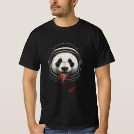 Camiseta A black and white panda bear wearing a space suit