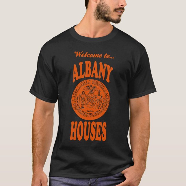 Camiseta A boa vinda a Albany abriga o t-shirt (Frente)