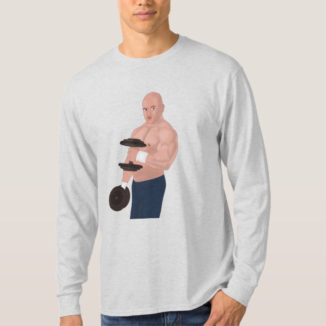 Camiseta A bodybuilder daddy training with dumbbells (Frente)