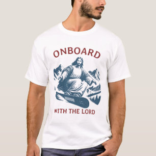 Camiseta A Bordo Com O Senhor – Jesus Snowboarding Na Neve