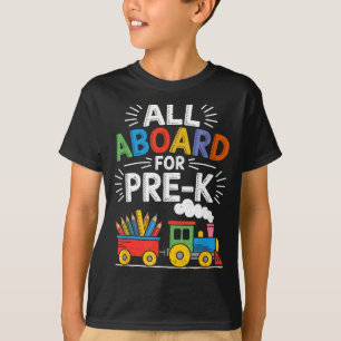 Camiseta A bordo do trem de pré-escola de volta às aulas pr